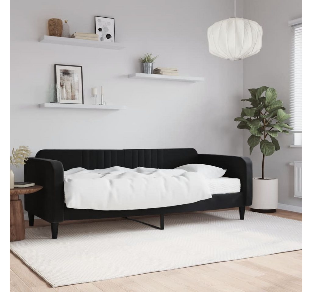 vidaXL Gästebett Gästebett Tagesbett mit Matratze Schwarz 90x200 cm Samt Be günstig online kaufen