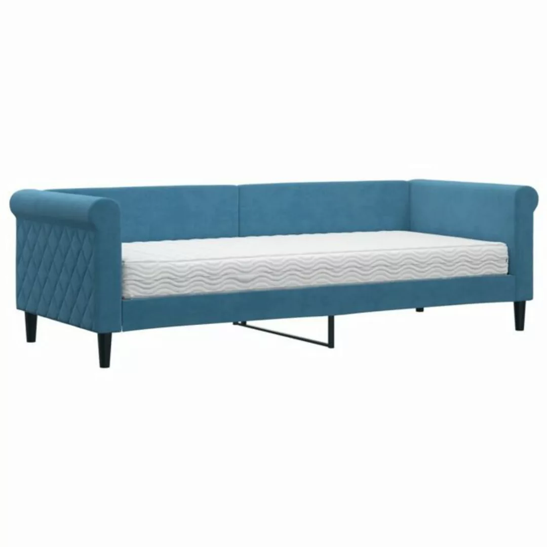 vidaXL Bett Tagesbett mit Matratze Blau 80x200 cm Samt günstig online kaufen
