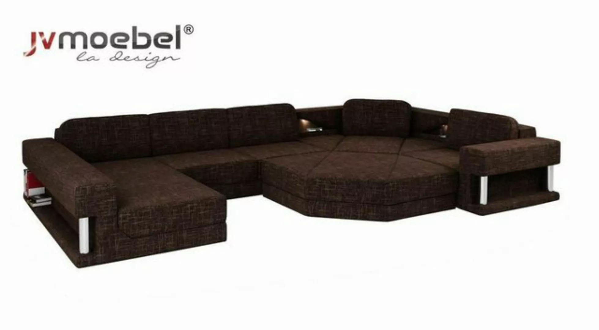 JVmoebel Ecksofa Designer Braune Wohnlandschaft U-Form Sofa Luxus Textil Co günstig online kaufen