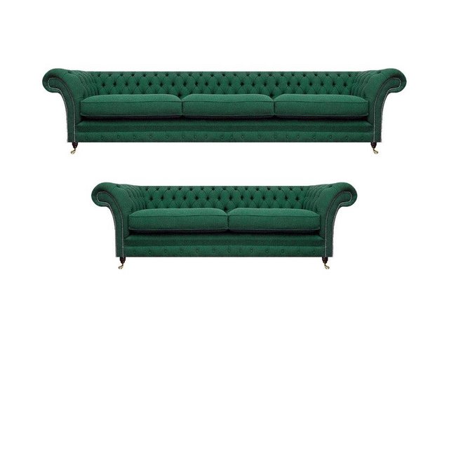 JVmoebel Chesterfield-Sofa Set Luxus Komplett 3tlg Chesterfield Polstermöbe günstig online kaufen