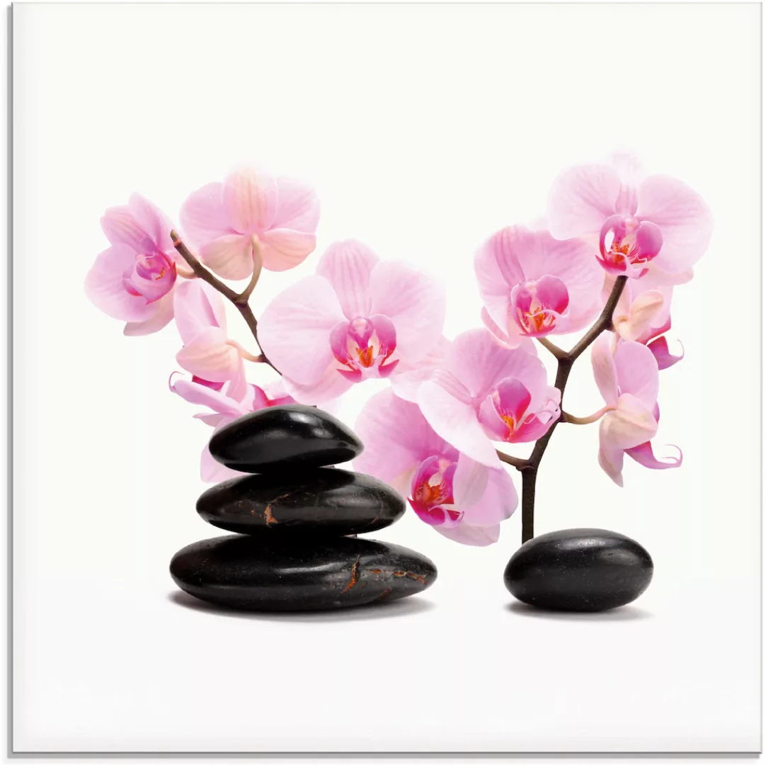 Artland Glasbild "Schwarze Steine und pinke Orchidee", Zen, (1 St.), in ver günstig online kaufen