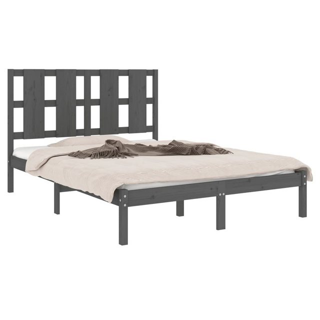 vidaXL Bett Massivholzbett Grau Kiefer 120x200 cm günstig online kaufen