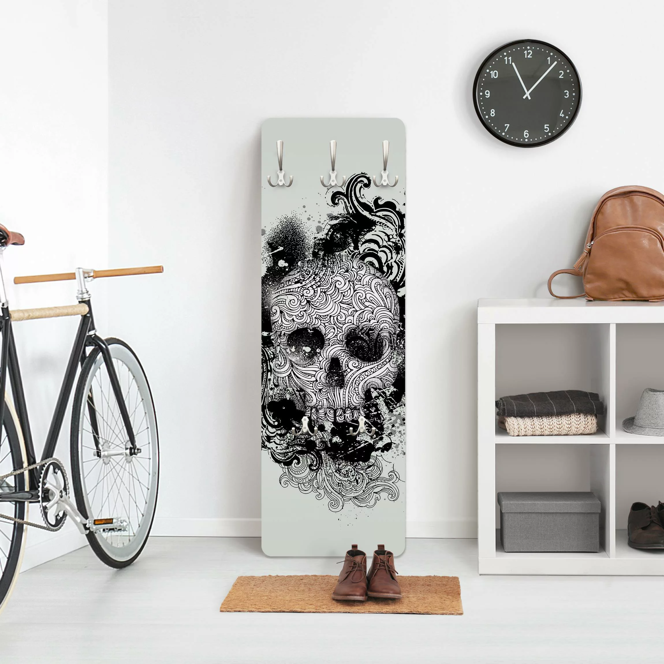 Wandgarderobe Holzpaneel Muster & Textur Skull günstig online kaufen