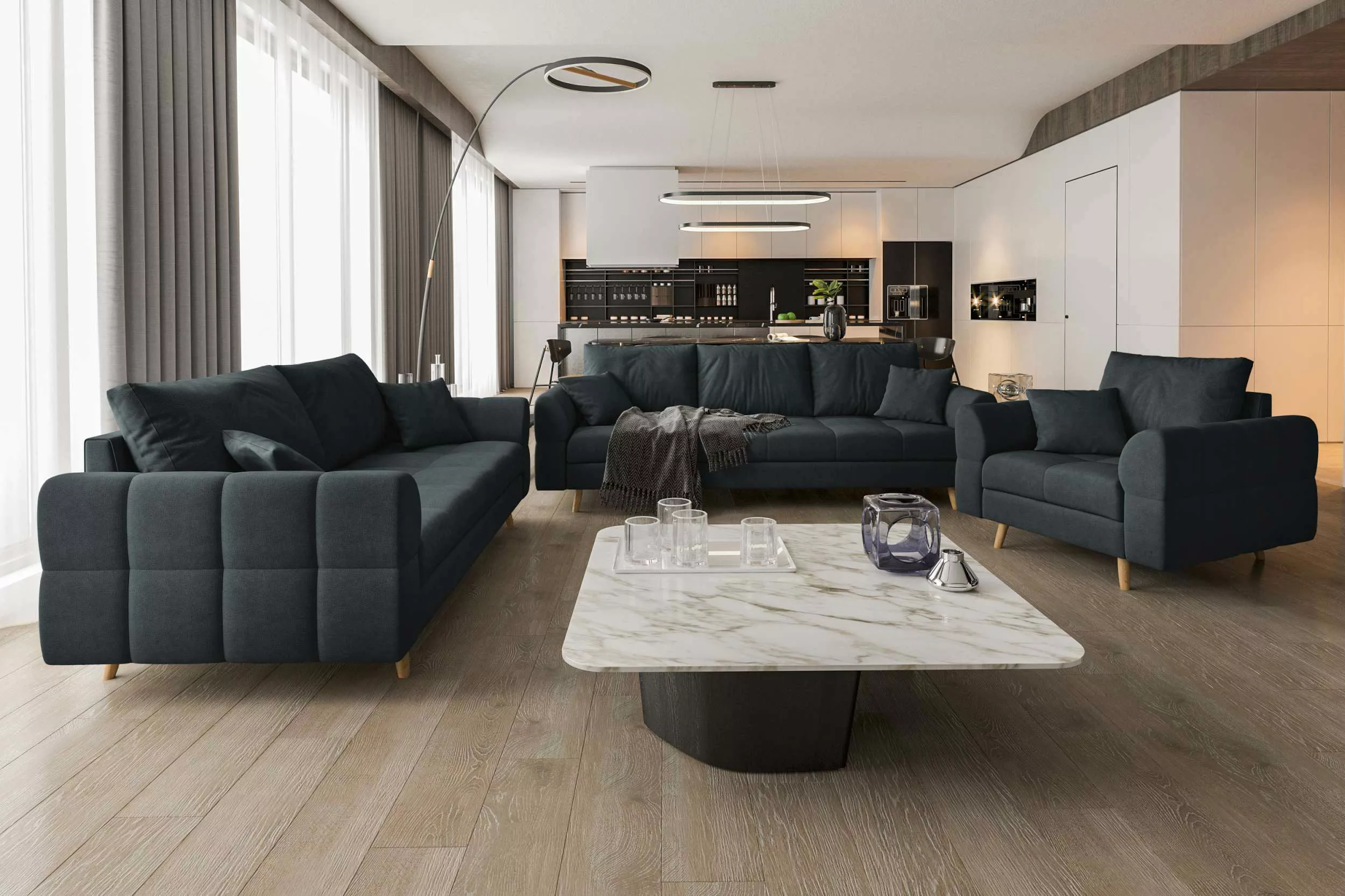 99rooms Polstergarnitur Bello, (Couchgarnitur, Set (3-tlg), günstig online kaufen
