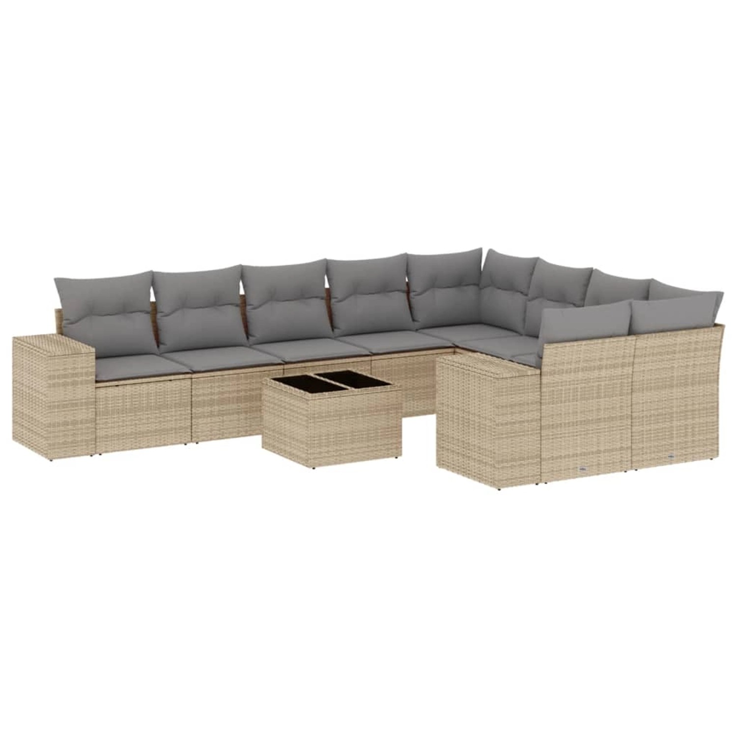 vidaXL 10-Tlg Garten-Sofagarnitur mit Kissen Beige Poly Rattan 3255386 günstig online kaufen