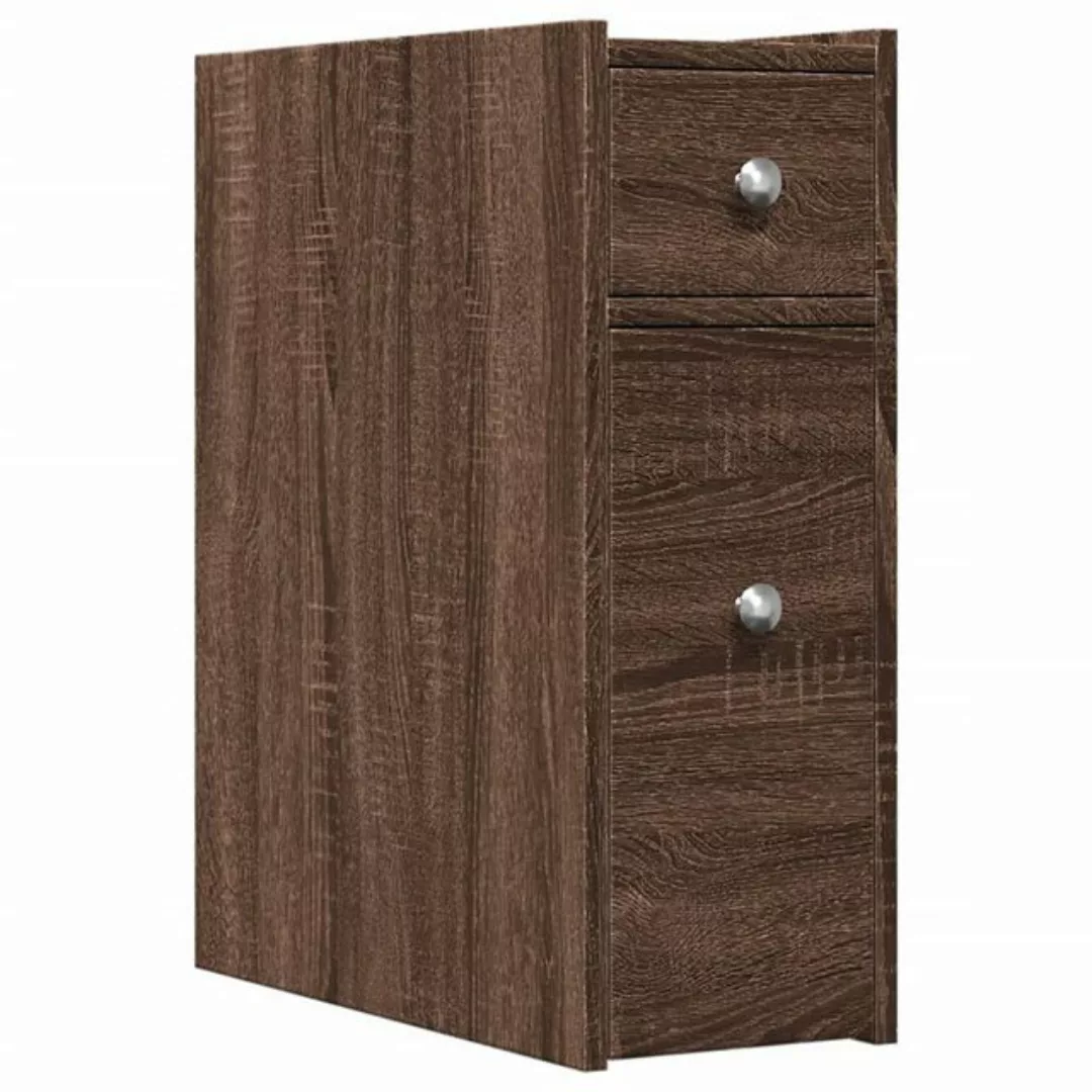 vidaXL Aktenschrank Badschrank Schmal mit Rollen Eichen-Optik Spanplatte günstig online kaufen