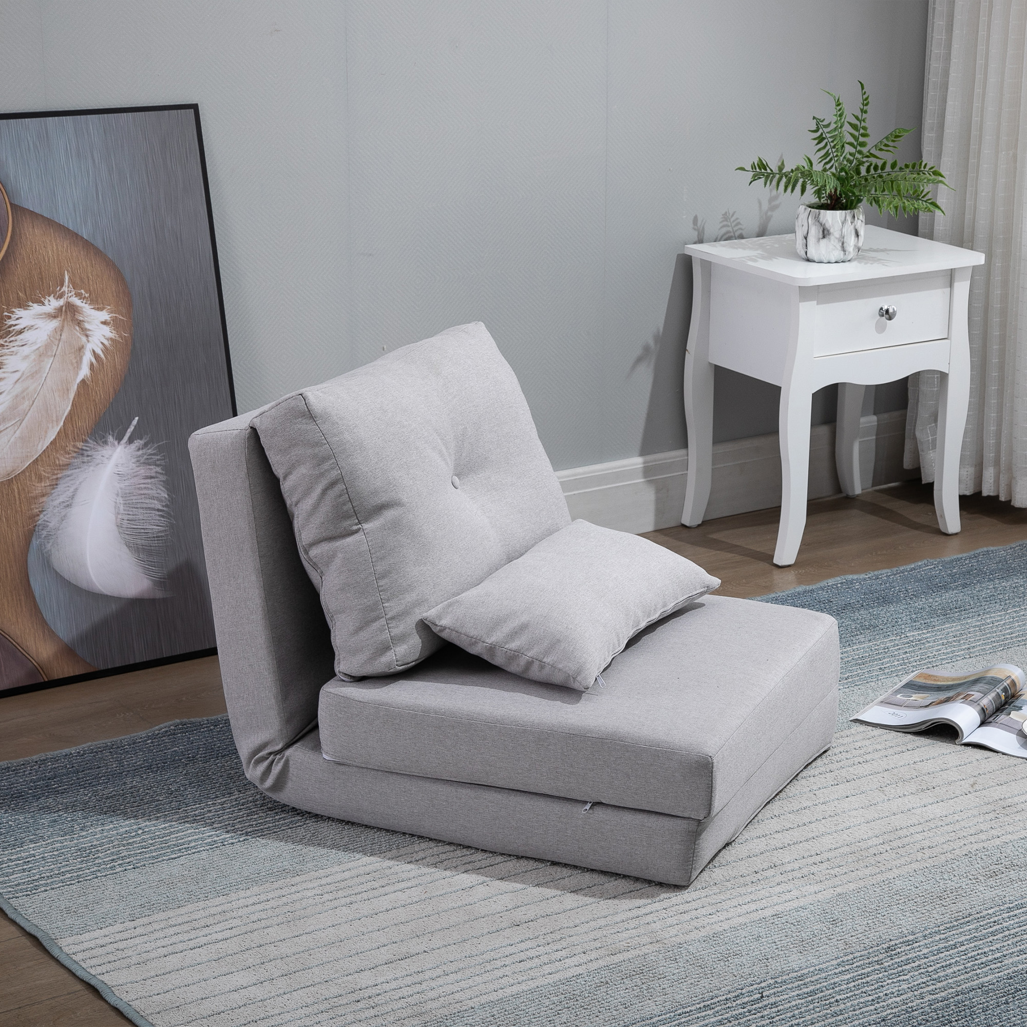 HOMCOM Bodensessel 2-in-1 Klappbett mit verstellbarer Rückenlehne Bodensofa günstig online kaufen