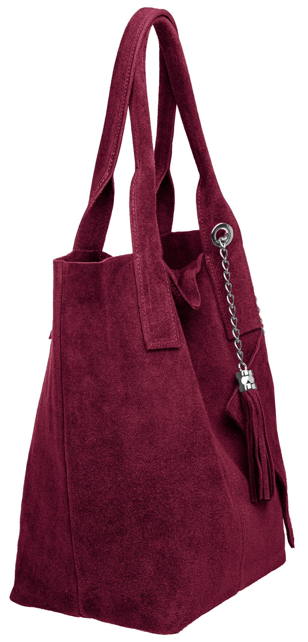 Caspar Schultertasche große Wildleder Shopper Damen günstig online kaufen