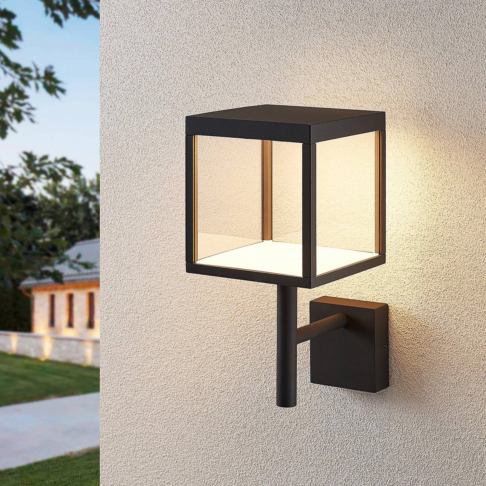 LED-Außenwandleuchte Cube mit Glasschirm, graphit günstig online kaufen