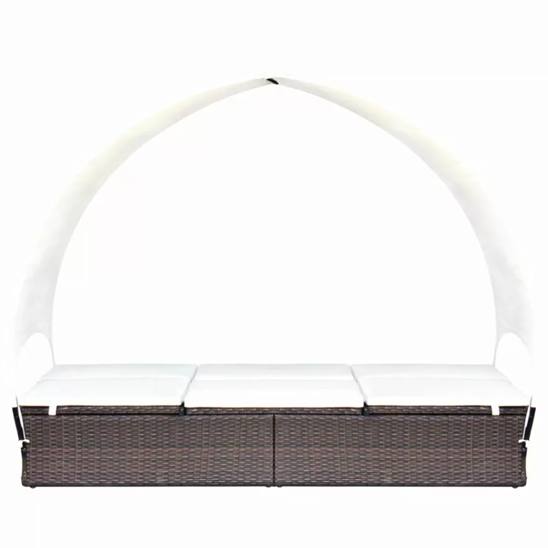 Doppel-sonnenliege Mit Sonnendach Poly Rattan Braun günstig online kaufen