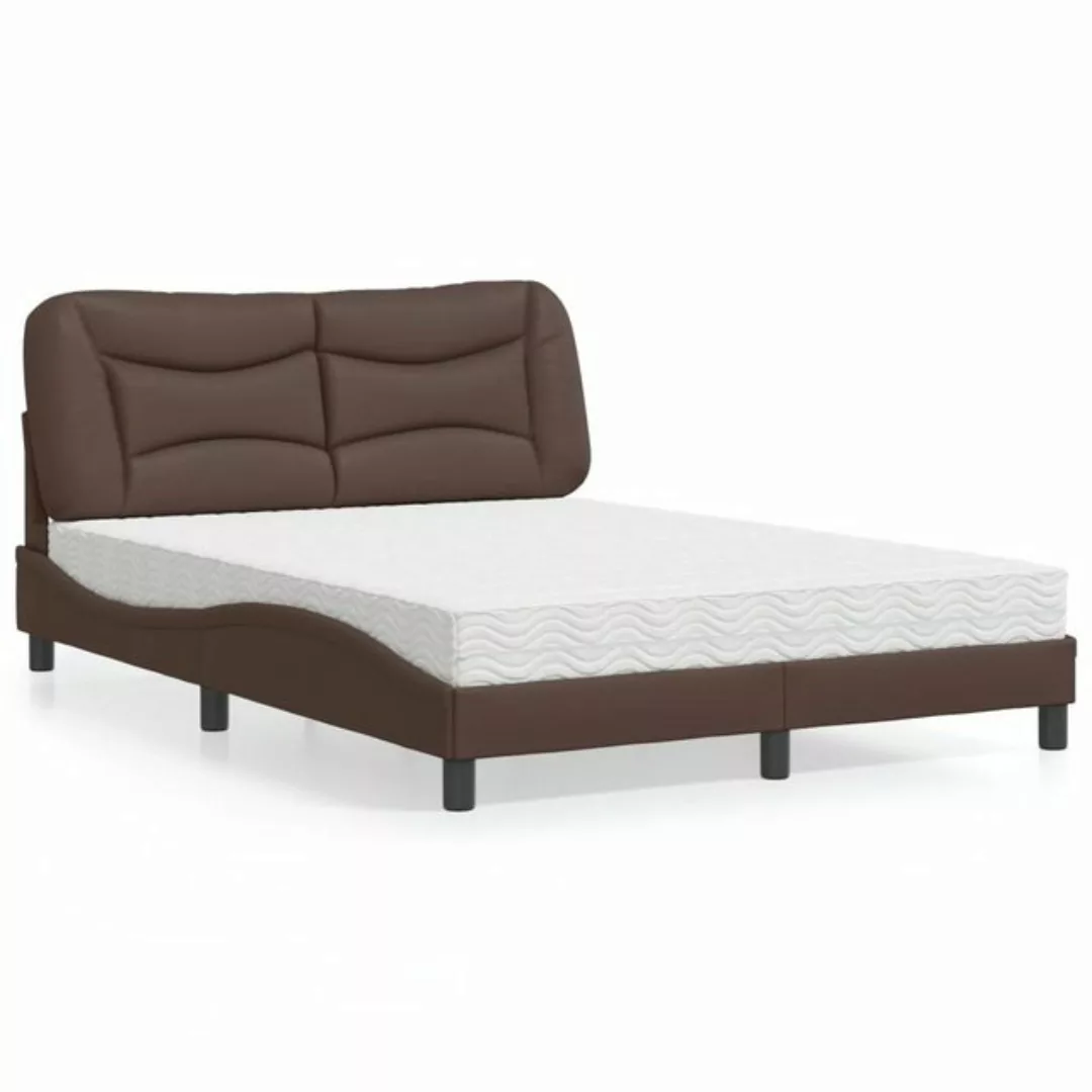 vidaXL Bett Bett mit Matratze Braun 140x190 cm Kunstleder günstig online kaufen