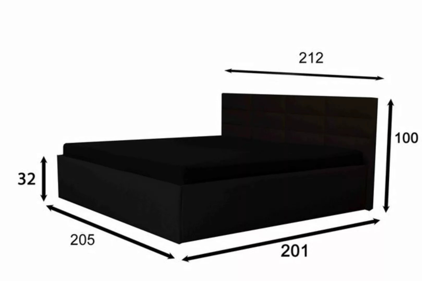 Halmon Schlafkomfort Betten Bett Athena (Seitenhöhe 32cm), Ohne Bettkasten günstig online kaufen