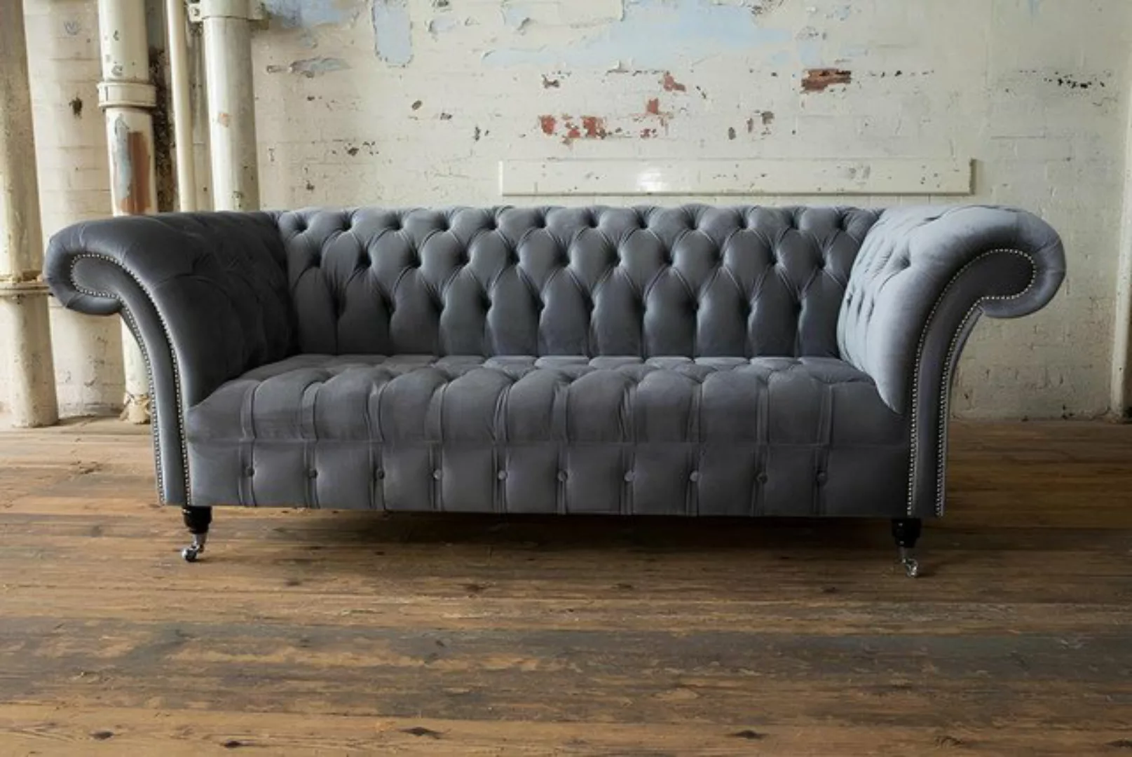 Xlmoebel Sofa Chesterfield Großes Textil-Design Wohnzimmer-Sofa Polster 3-S günstig online kaufen