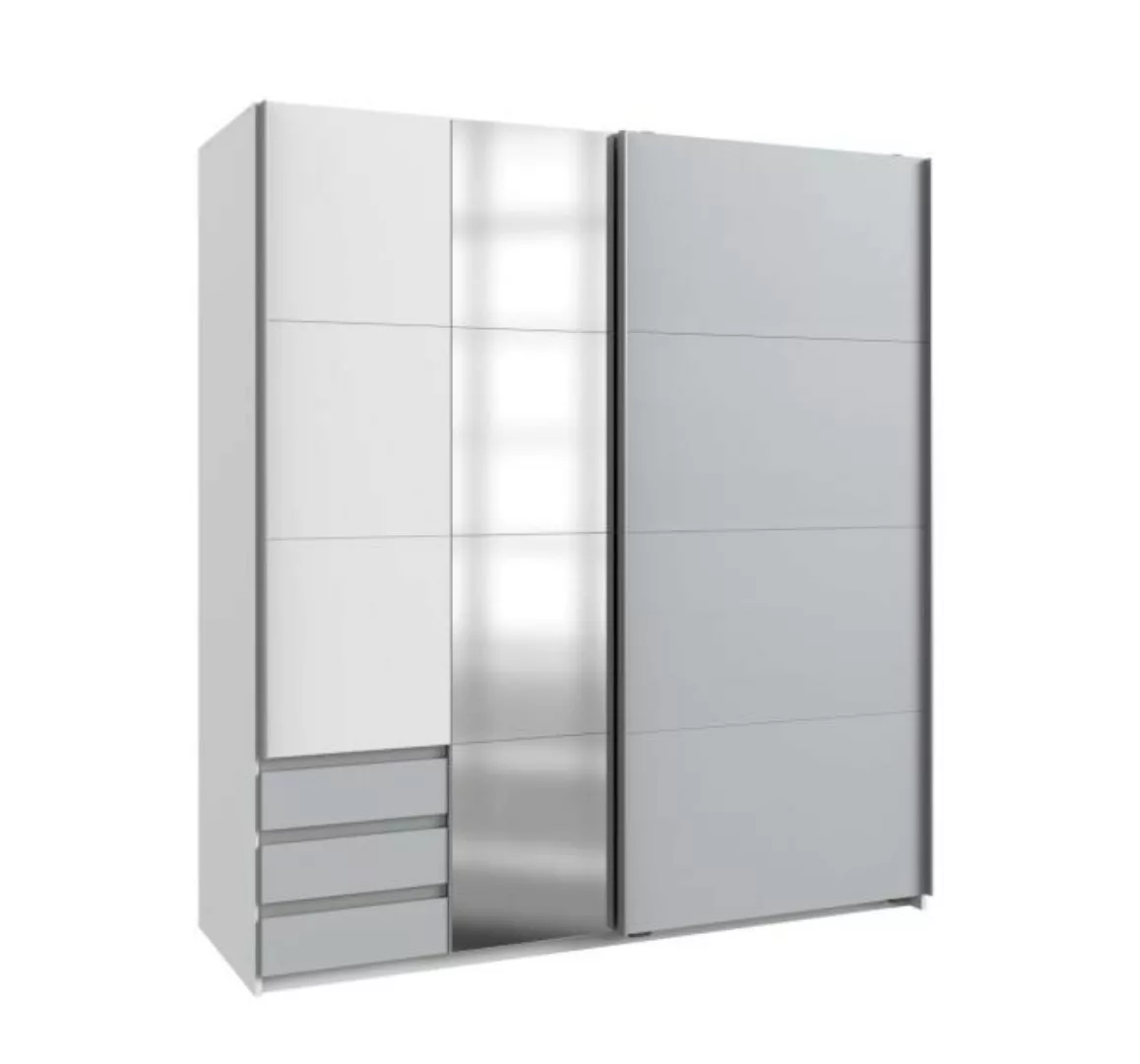 Schwebetürenschrank mit Spiegel und Schubladen ca 180 cm breit Weiß / Light günstig online kaufen