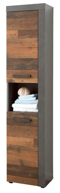 trendteam Hochschrank Indy (Badschrank in Used Wood und grau, 36 x 184 cm) günstig online kaufen