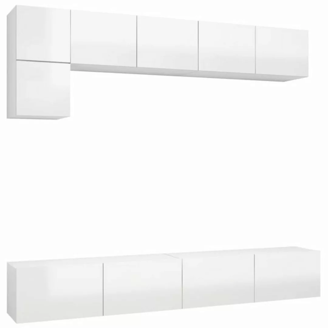 vidaXL TV-Schrank 5-tlg TV-Schrank-Set Hochglanz-Weiß Spanplatte günstig online kaufen