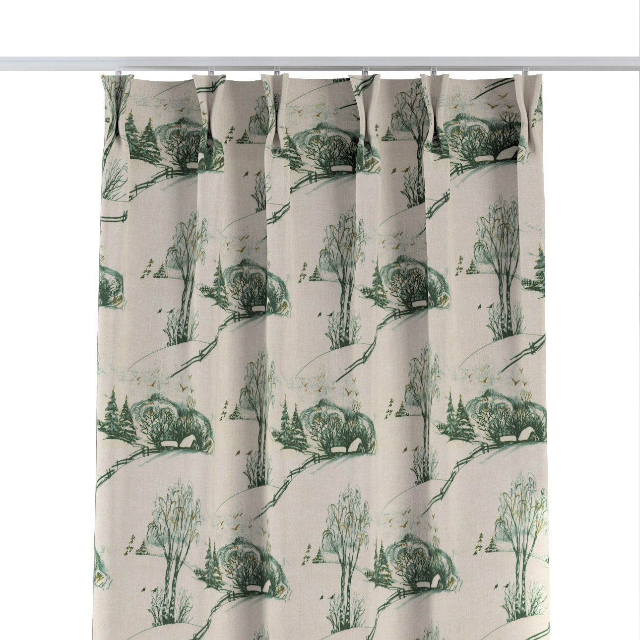 Vorhang mit flämischen 2-er Falten, beige-grün, Avinon (629-44) günstig online kaufen