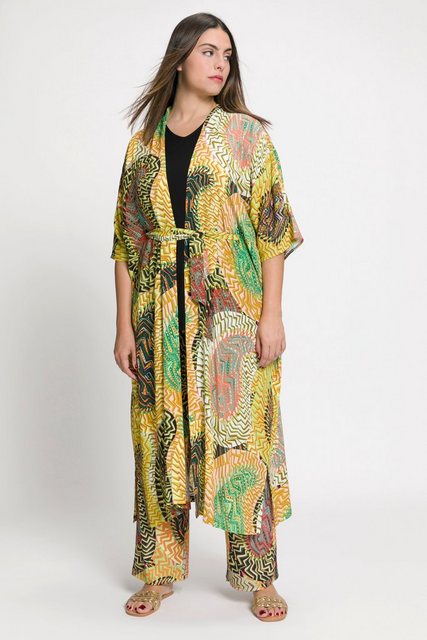 Ulla Popken Jerseykleid Kimono-Kleid Stehkragen Gürtel Fledermaus-Halbarm günstig online kaufen