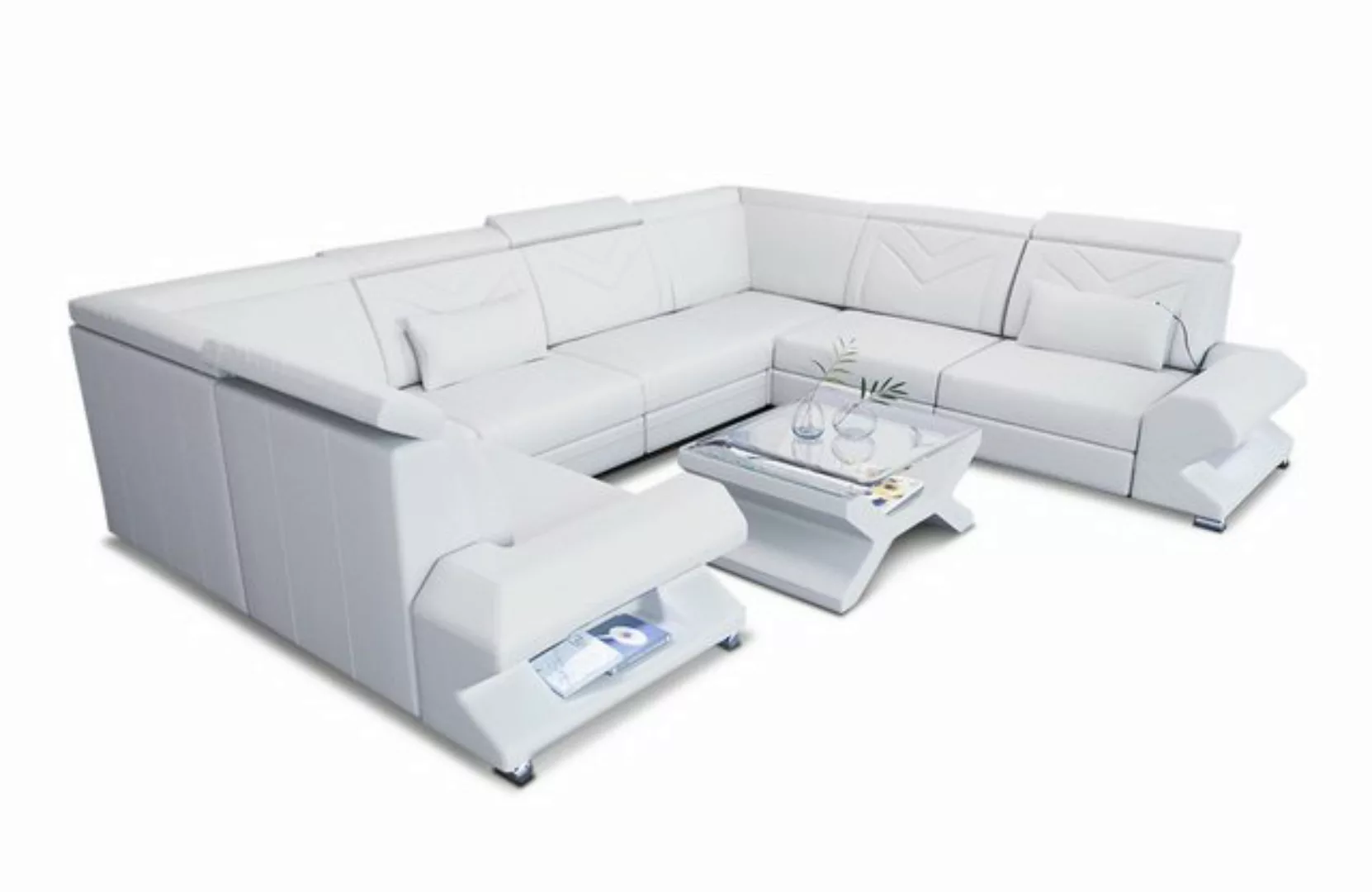 Sofa Dreams Wohnlandschaft Leder Sofa Couch Sorrento U Form Ledersofa, mit günstig online kaufen