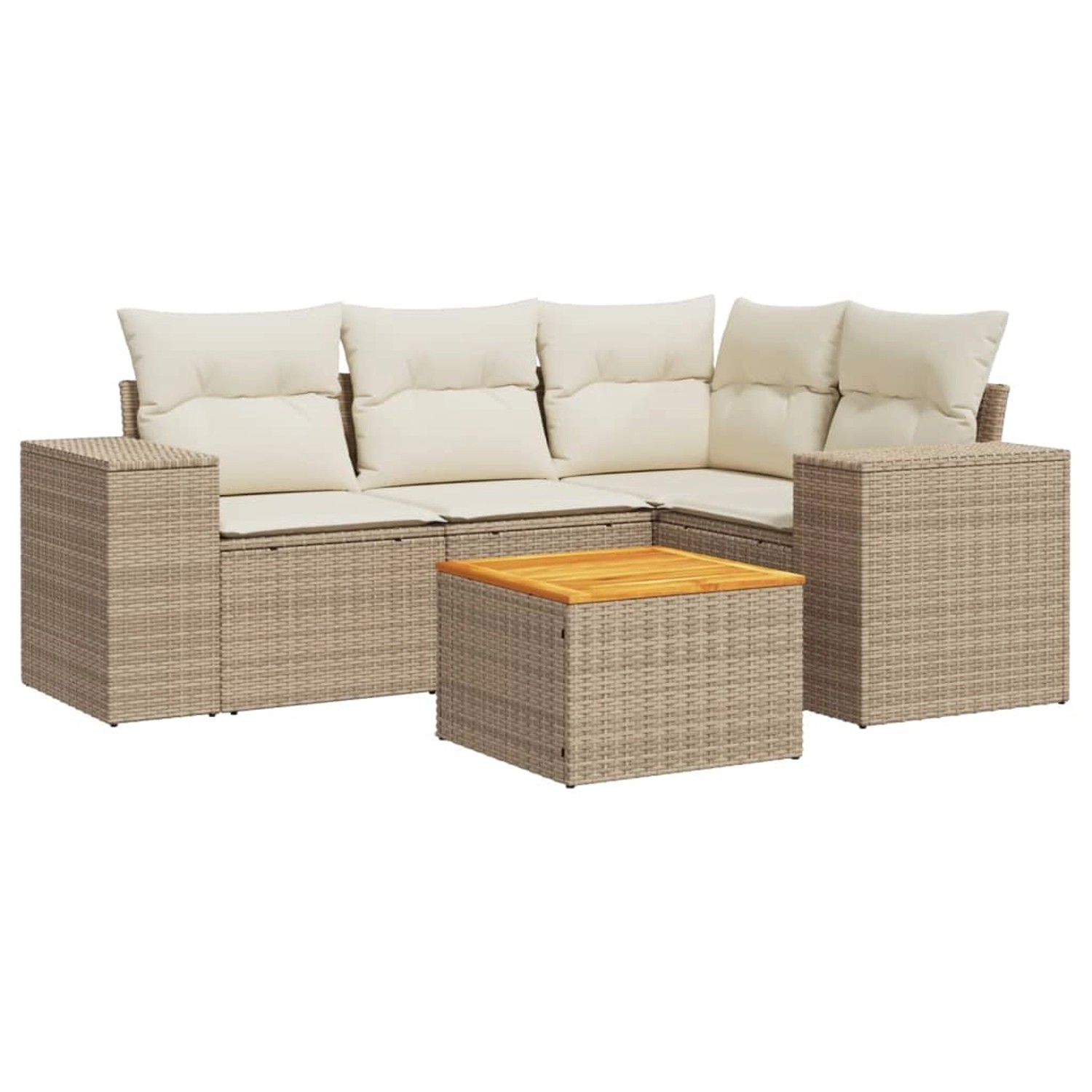 vidaXL 5-Tlg Garten-Sofagarnitur mit Kissen Beige Poly Rattan 3225428 günstig online kaufen