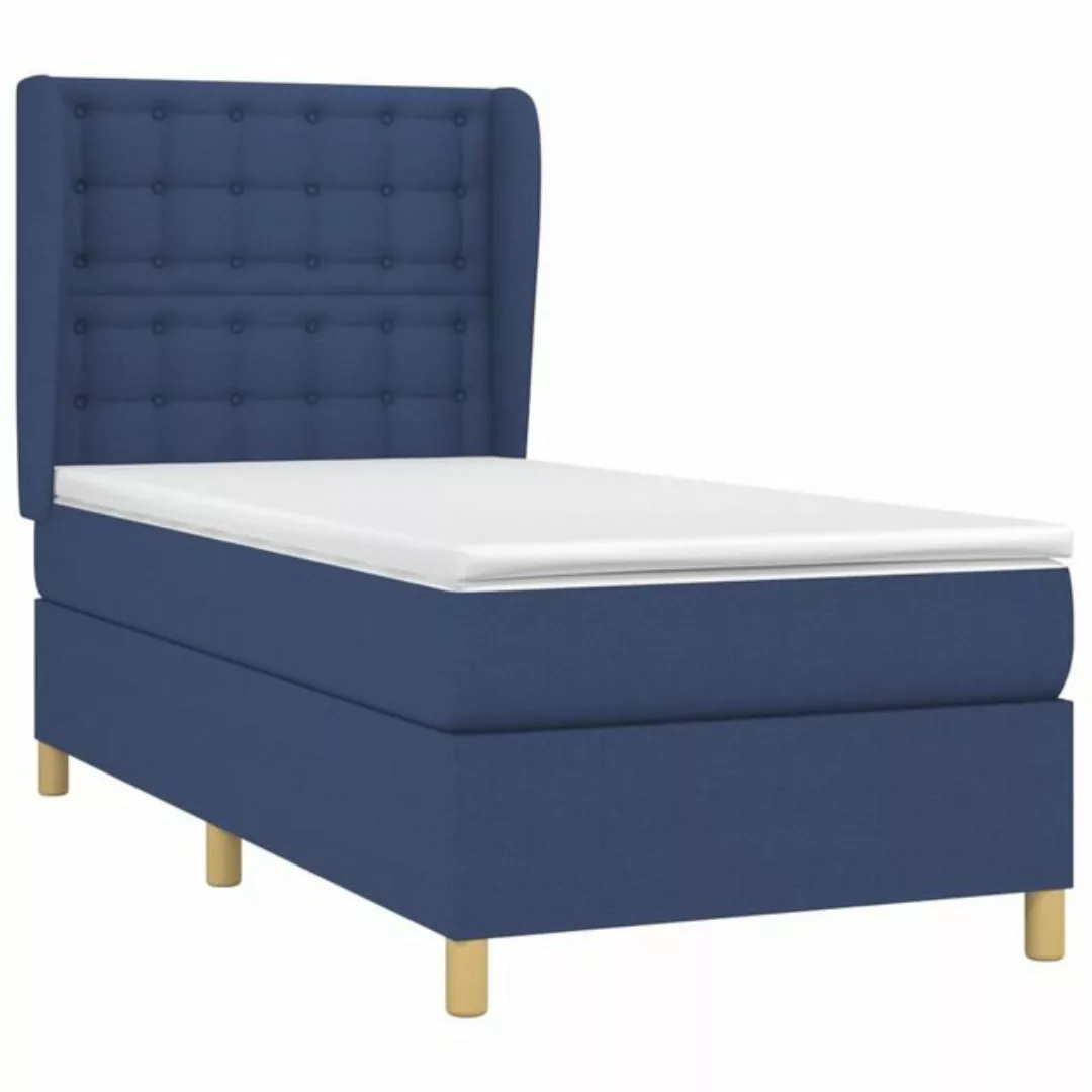 vidaXL Bett Boxspringbett mit Matratze Blau 90x190 cm Stoff günstig online kaufen