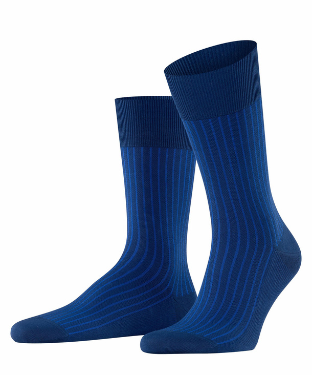 FALKE Oxford Stripe Herren Socken, 47-48, Blau, Rippe, Baumwolle, 13379-600 günstig online kaufen