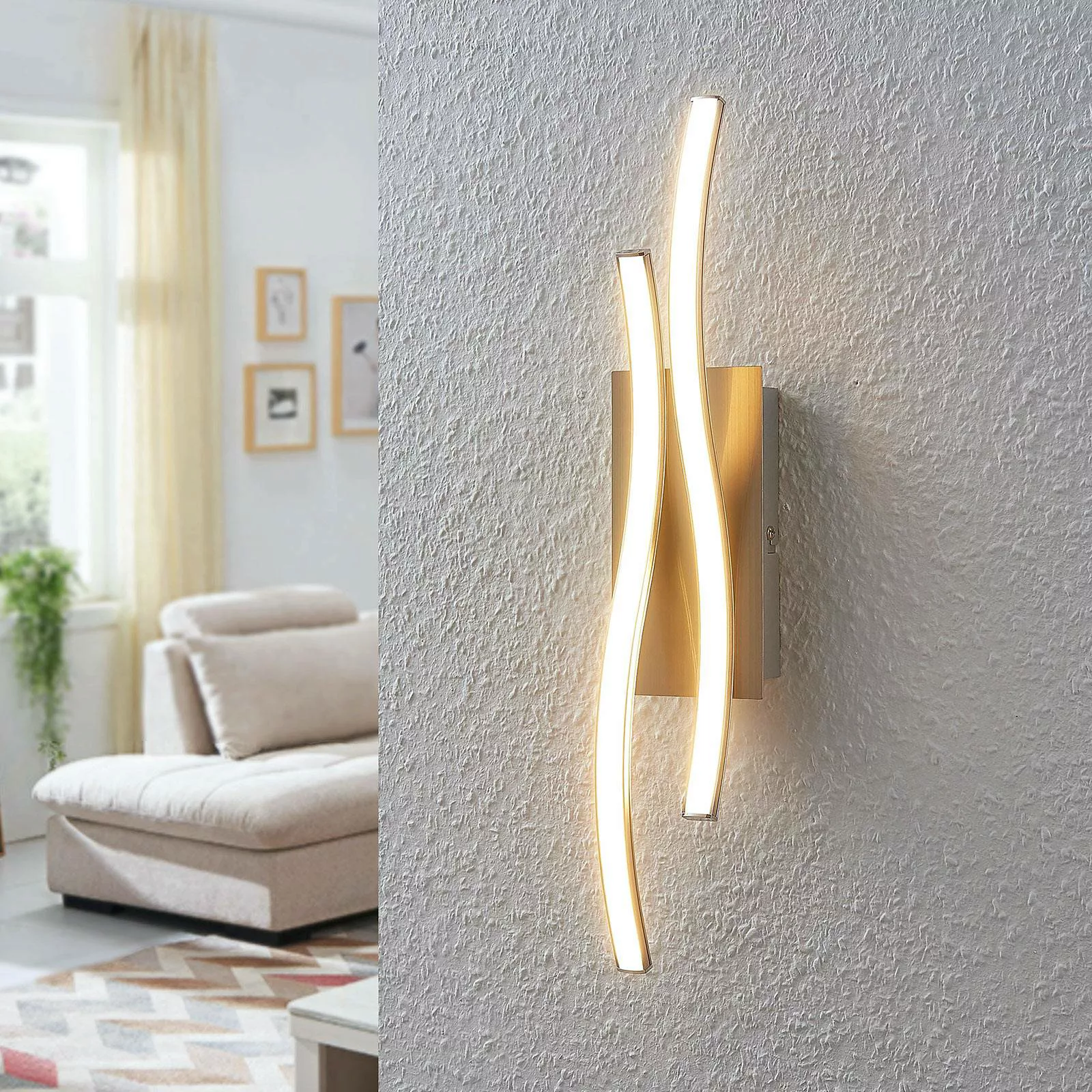 Lindby LED-Wandleuchte Safia, 45 cm, nickelfarben, Metall günstig online kaufen