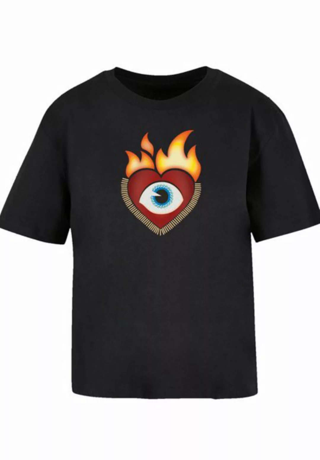 emoji couture T-Shirt Heart on flames eye and golden beads Premium Qualität günstig online kaufen