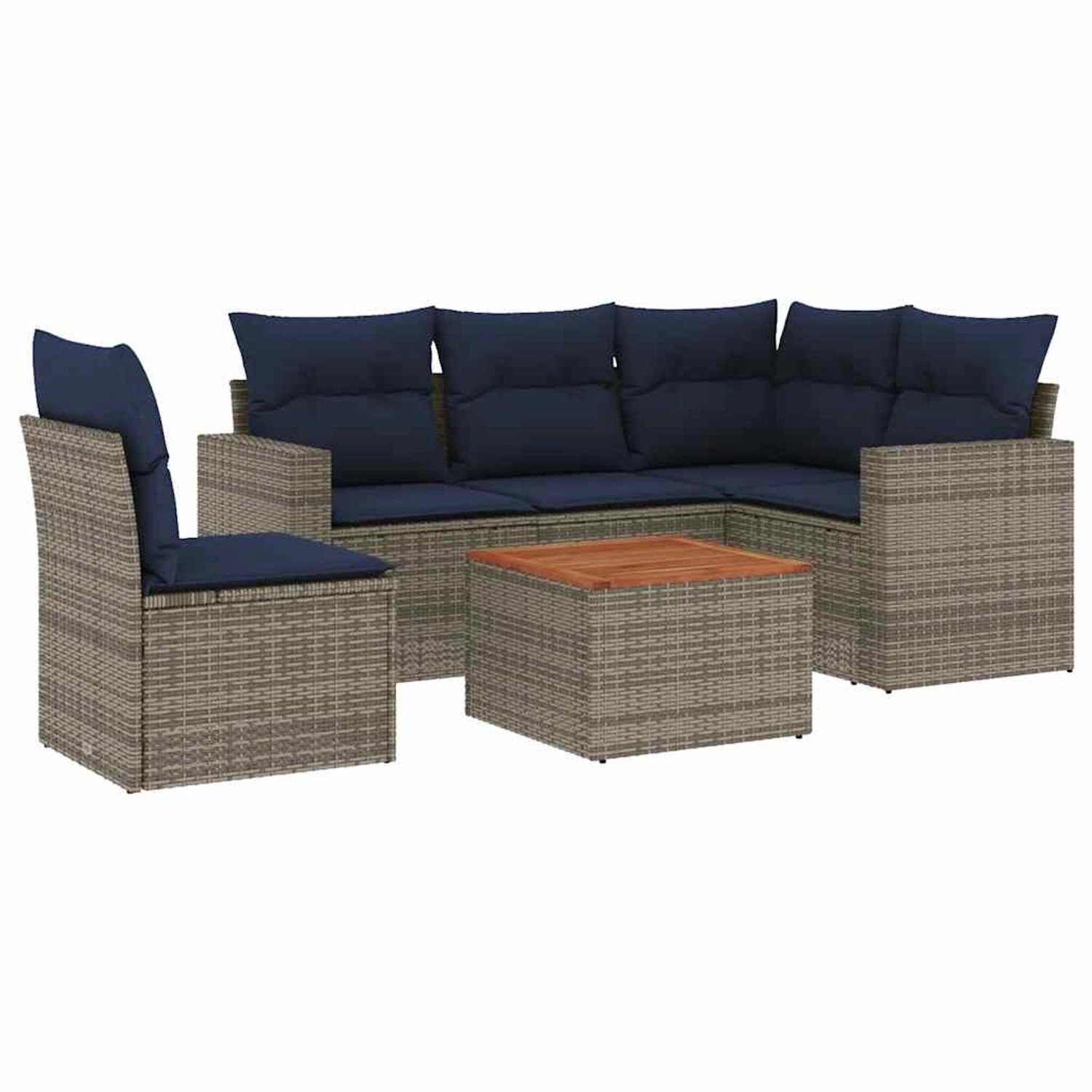 vidaXL 6-Tlg Garten-Sofagarnitur mit Kissen Grau Poly Rattan 3256460 günstig online kaufen