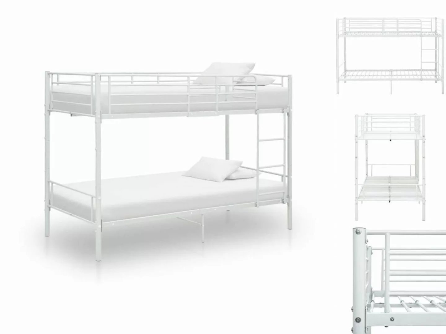 vidaXL Etagenbett Etagenbett Weiß Metall 90200 cm Bett Bettrahmen Bettgeste günstig online kaufen