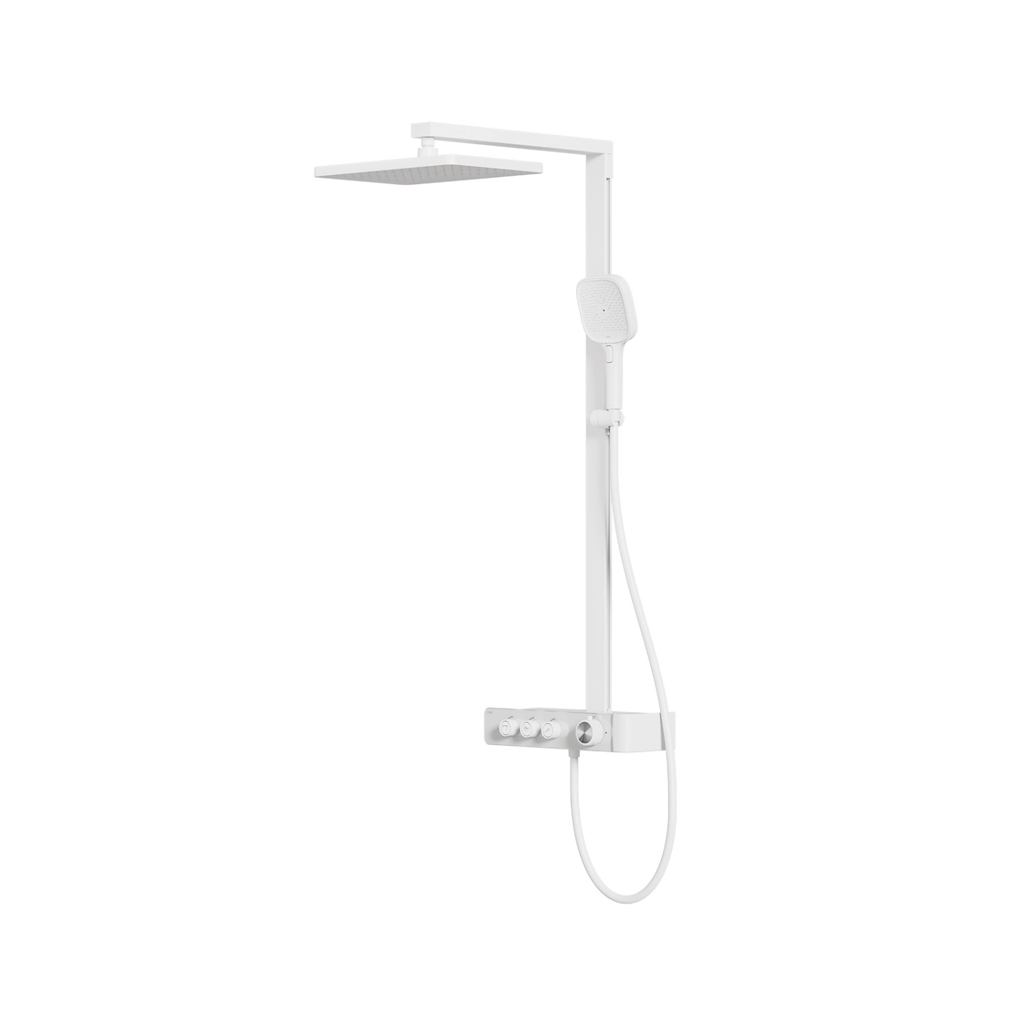 Emke Duschsystem mit Thermostat Weiß Matt Duscharmatur Komplettset 36x24 cm günstig online kaufen