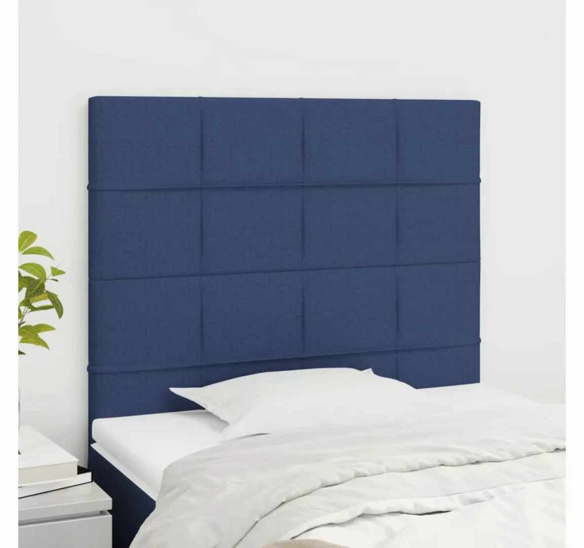 vidaXL Bett, Kopfteile 2 Stk. Blau 80x5x78/88 cm Stoff günstig online kaufen