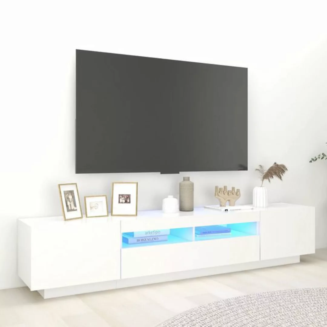 vidaXL TV-Schrank TV-Schrank mit LED-Leuchten Weiß 200x35x40 cm Lowboard günstig online kaufen