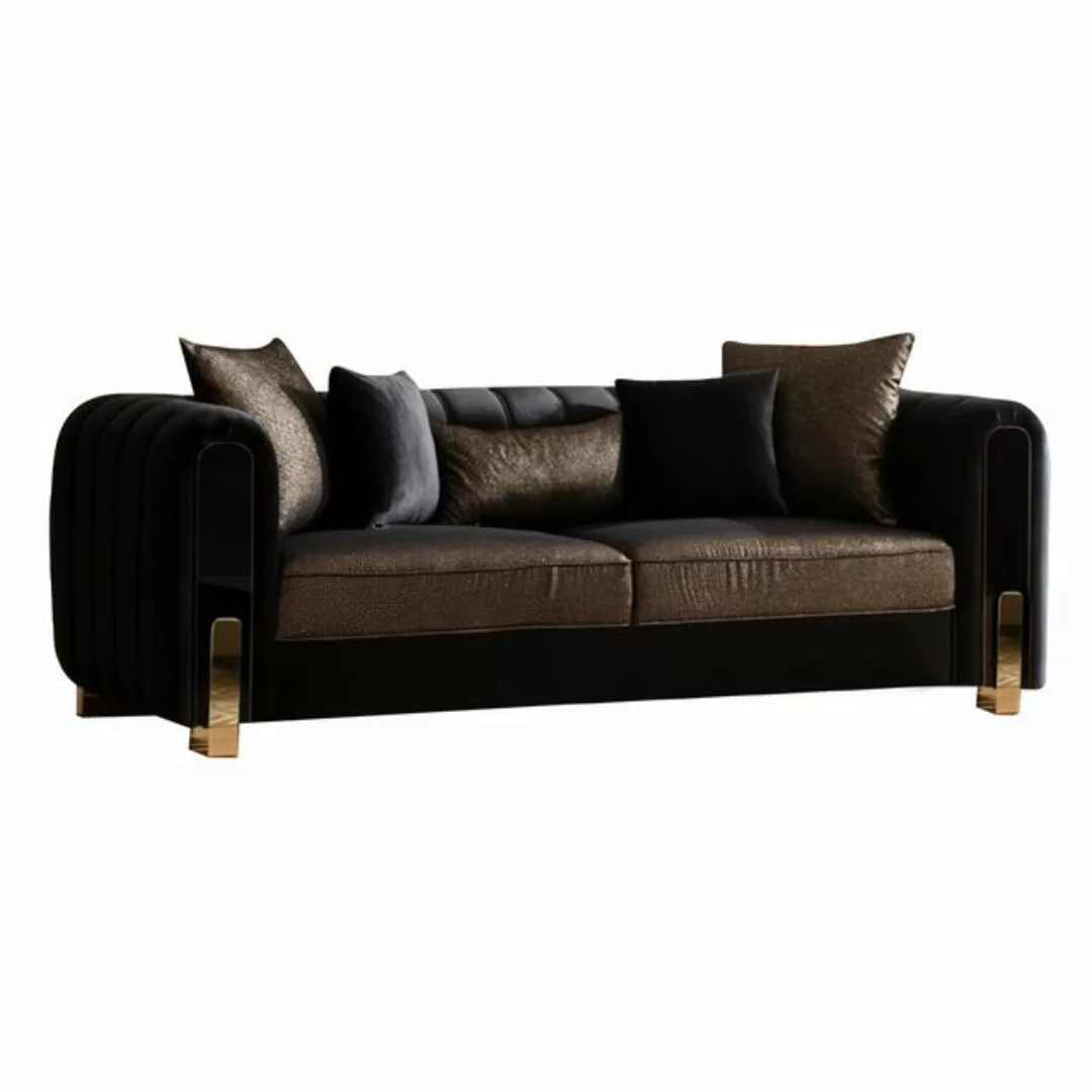 Xlmoebel Sofa Schwarzes Luxus-Polster-Sofa Medusa 3-Sitzer Couch, 1 Teile, günstig online kaufen