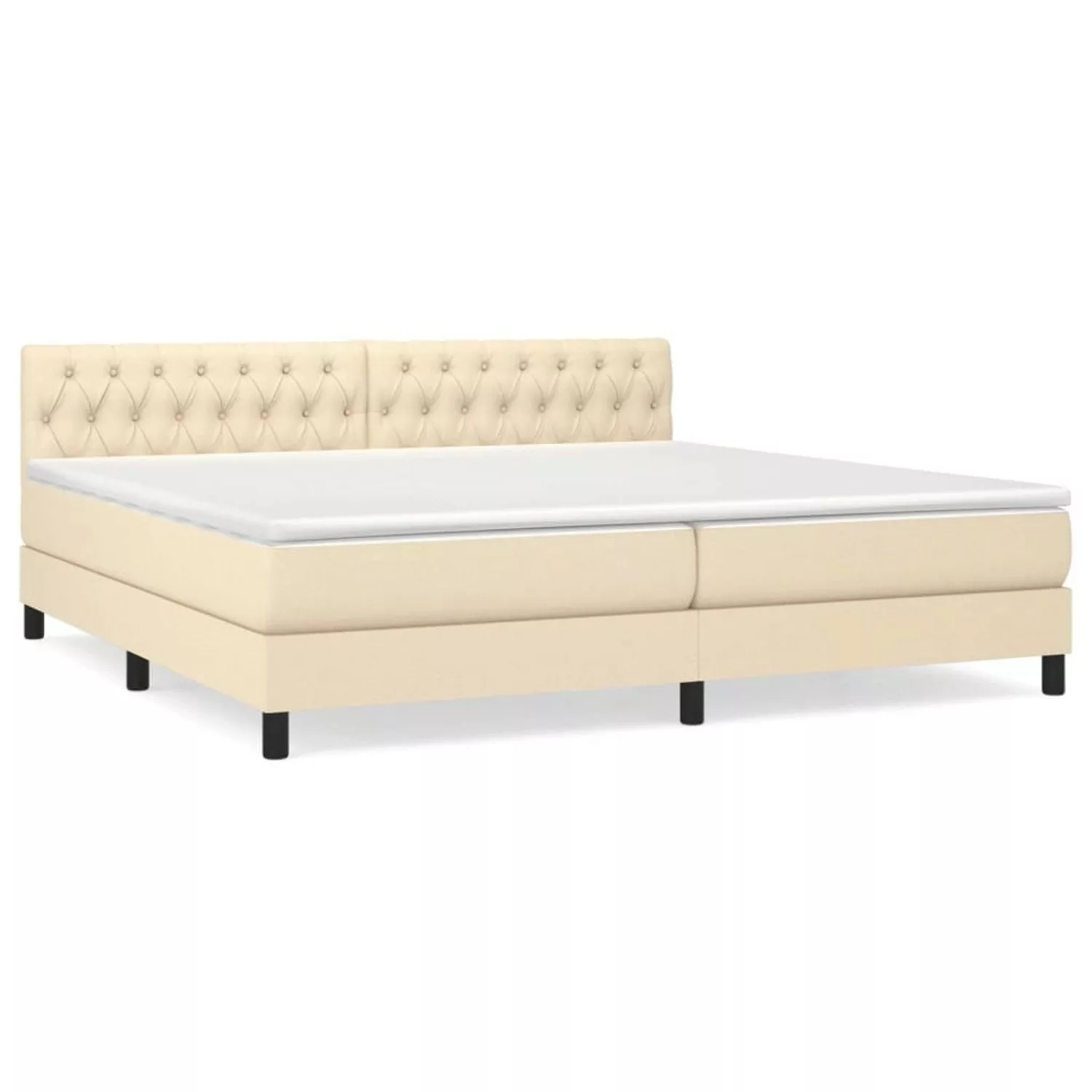 vidaXL Boxspringbett Boxspringbett mit Matratze Creme 200x200 cm Stoff Bett günstig online kaufen