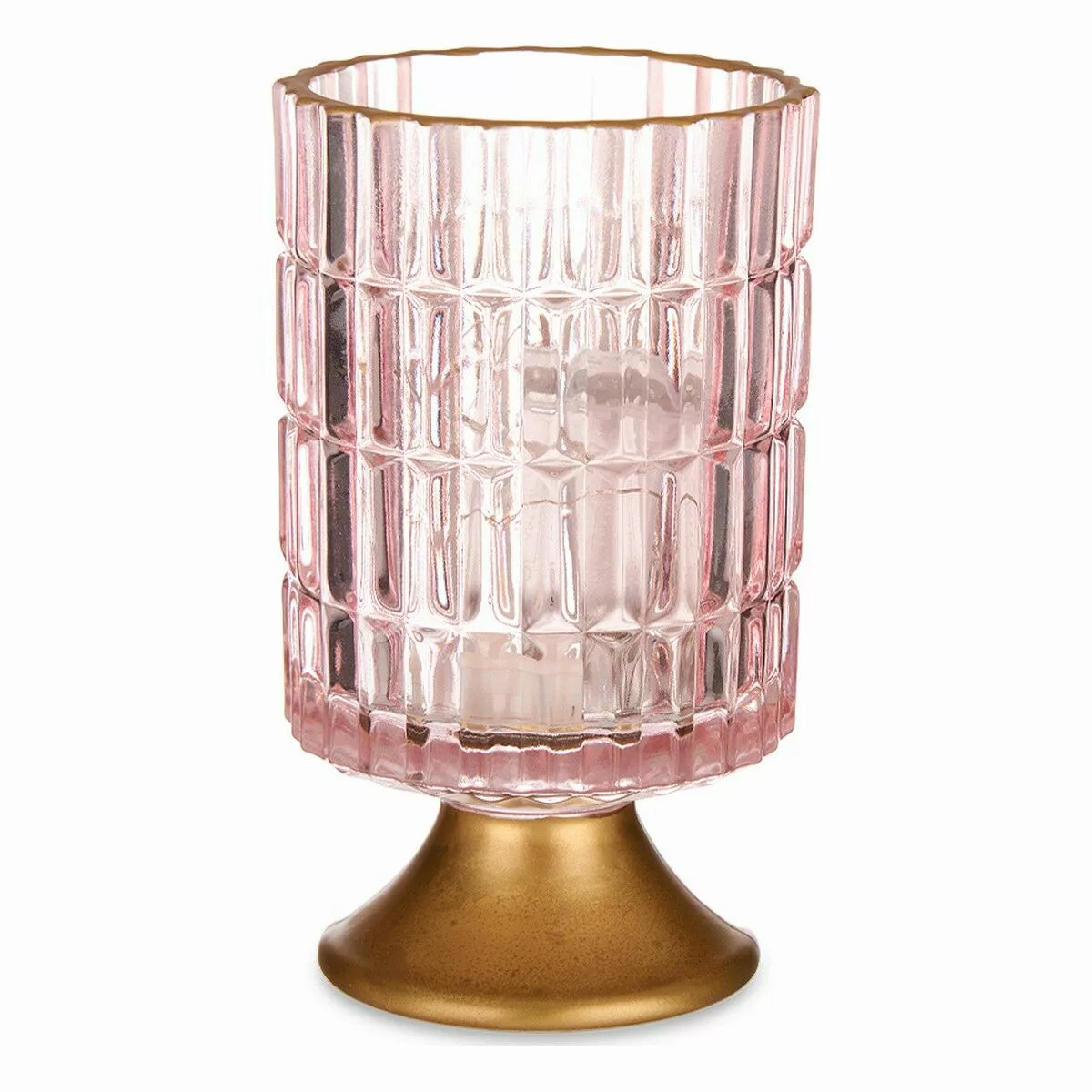 Led-laterne Streifen Rosa Golden Glas (10,7 X 18 X 10,7 Cm) günstig online kaufen