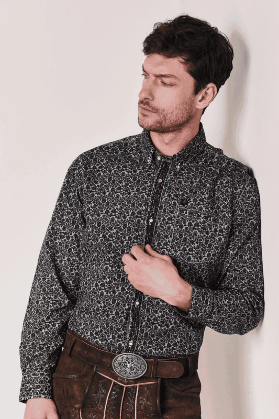 KRÜGER COLLECTION Trachtenhemd Trachtenhemd Josh schwarz günstig online kaufen