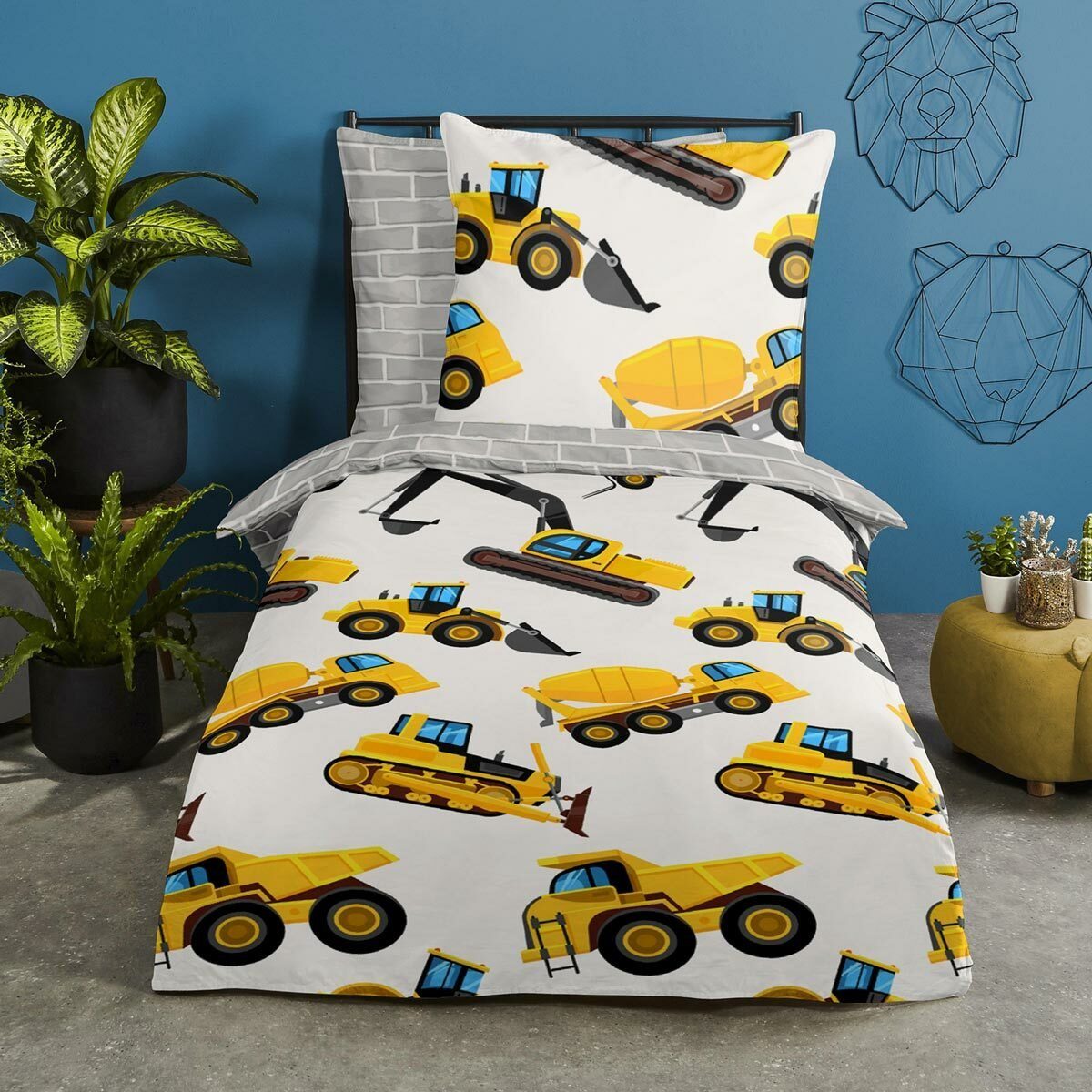 TRAUMSCHLAF Bettwäsche Bagger, Flanell, 2 teilig, günstig online kaufen