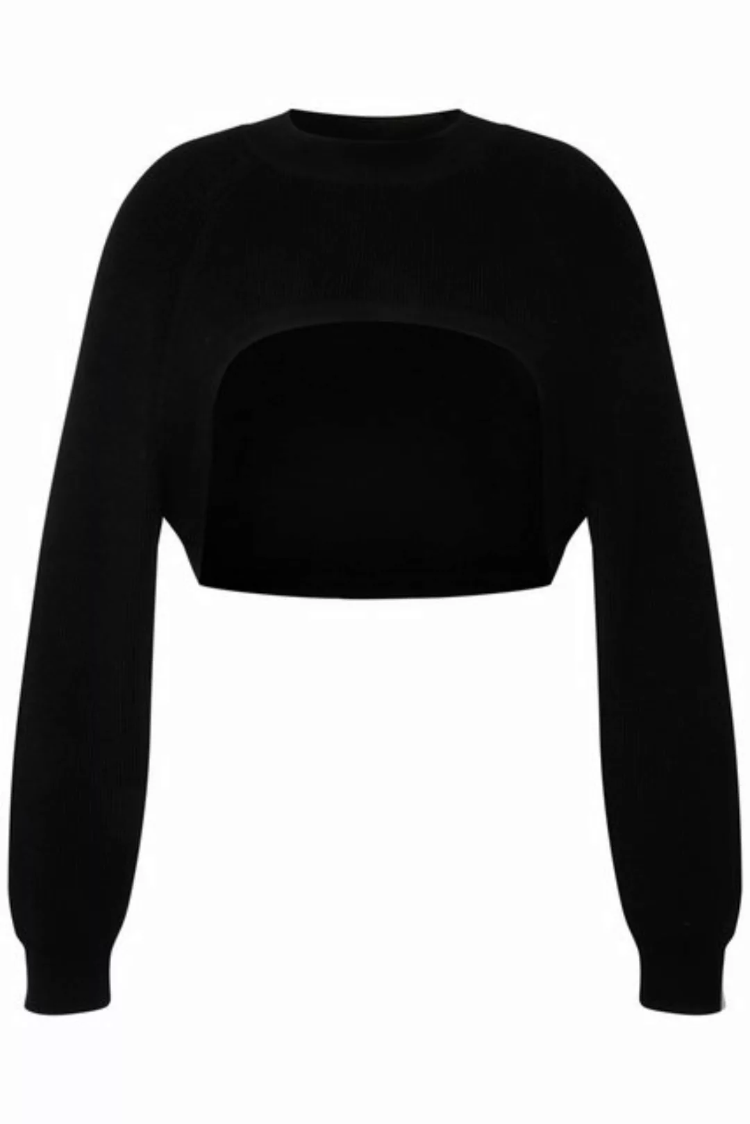 Ulla Popken Strickpullover Pullover kurz Patentstrick Rundhals Langarm günstig online kaufen