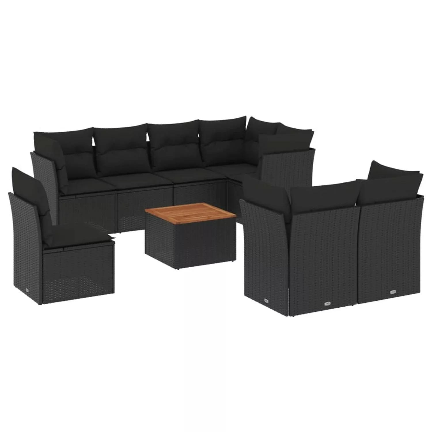 vidaXL 9-tlg Garten-Sofagarnitur mit Kissen Schwarz Poly Rattan Modell 131 günstig online kaufen