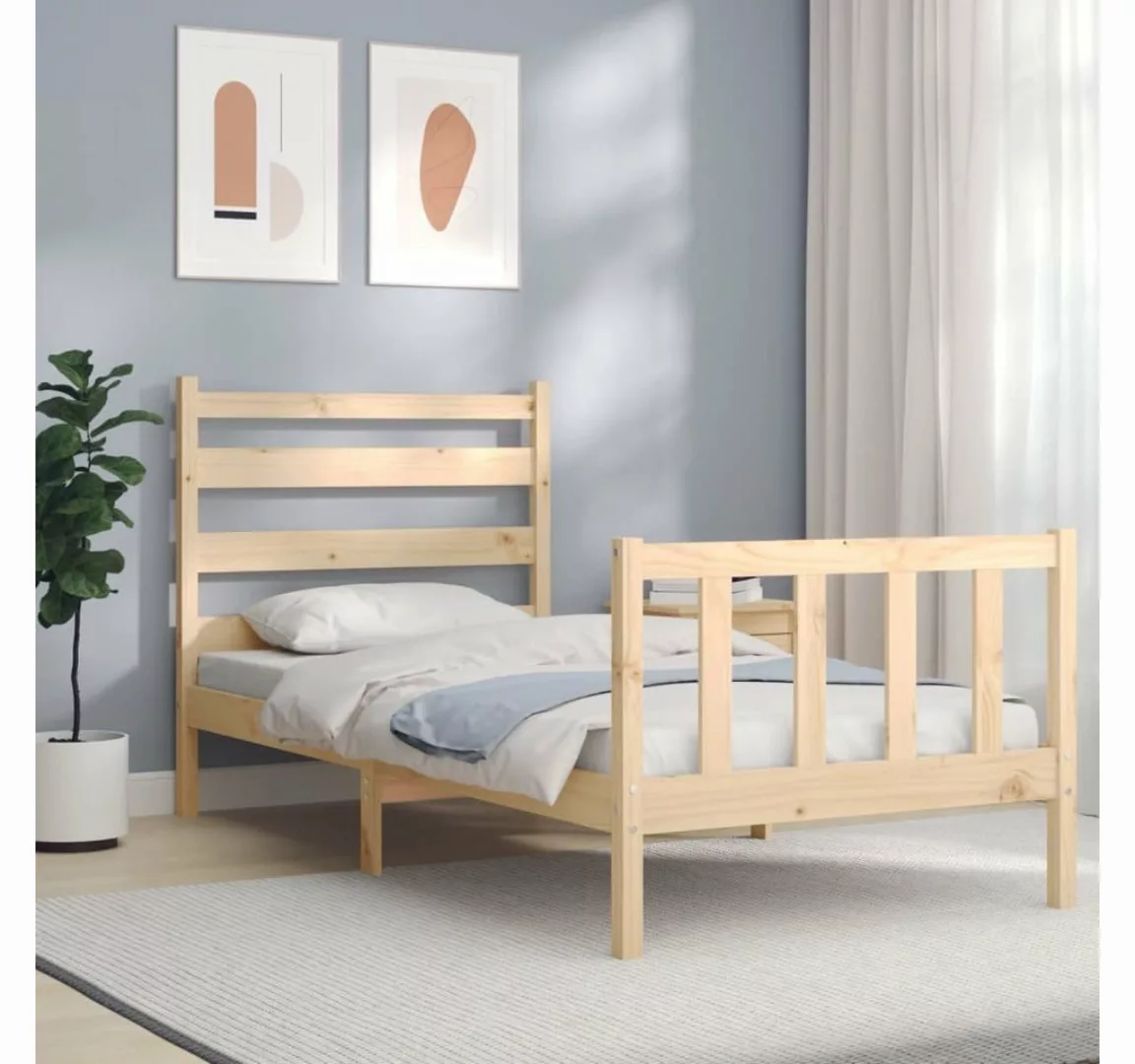 furnicato Bett Massivholzbett mit Kopfteil 90x190 cm günstig online kaufen