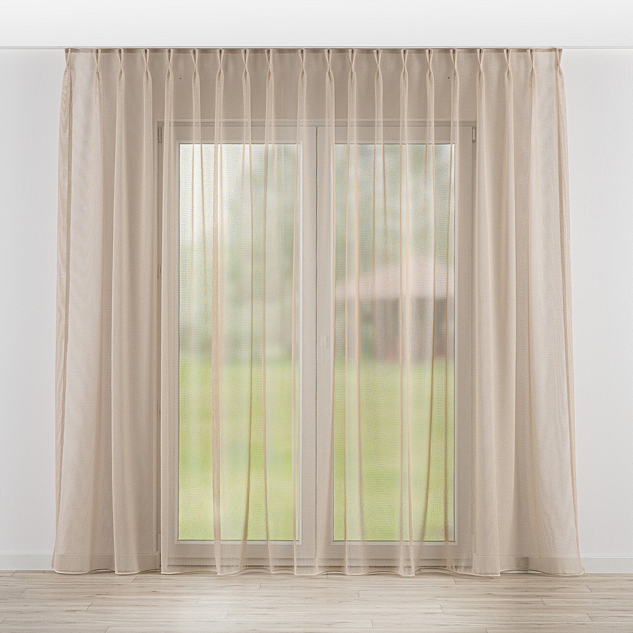 Gardine mit flämischen 2-er Falten, beige, Voile (185-92) günstig online kaufen