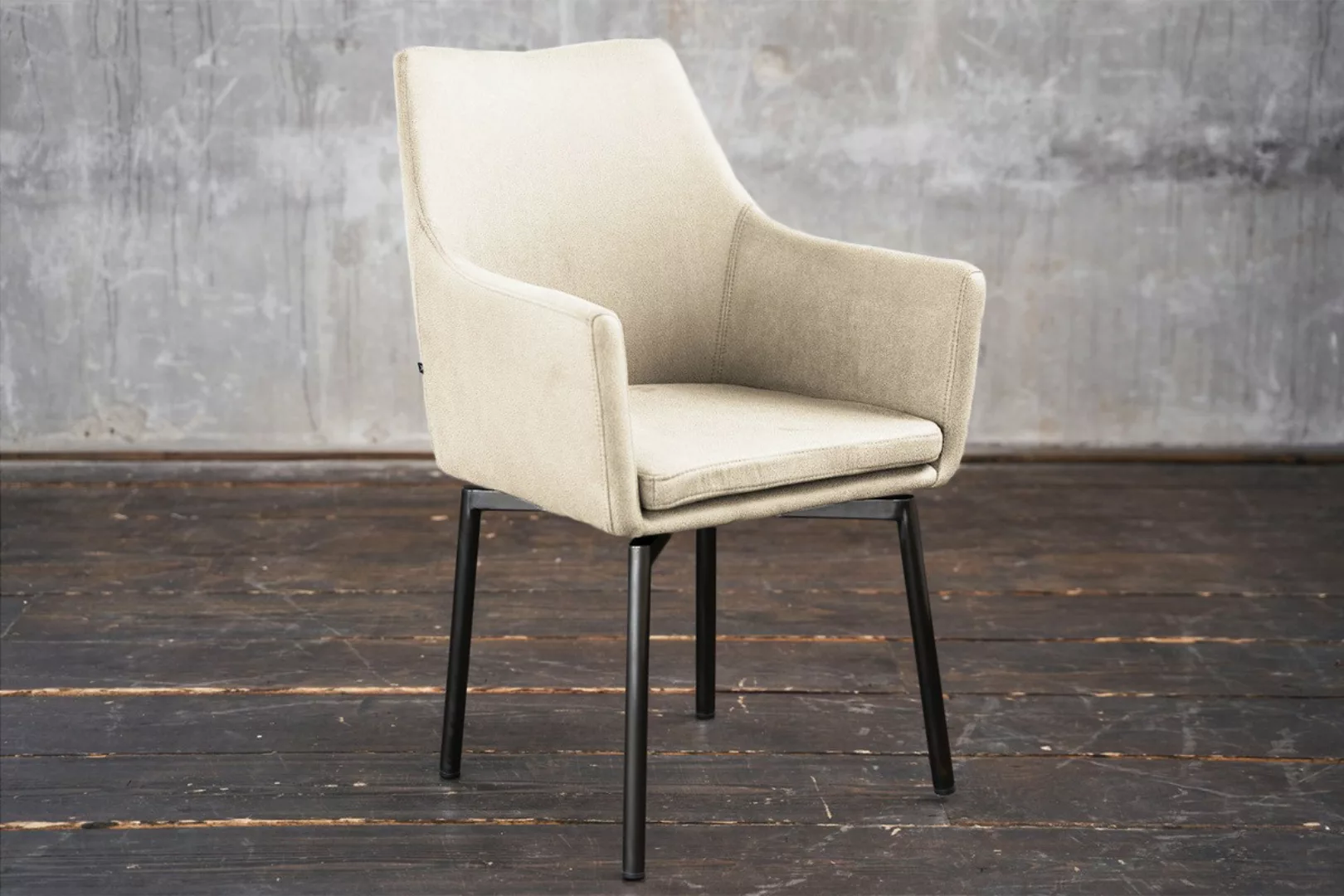 B-Ware Stuhl Cali Sessel Microfaser Esszimmerstuhl creme Füße matt-schwarz günstig online kaufen