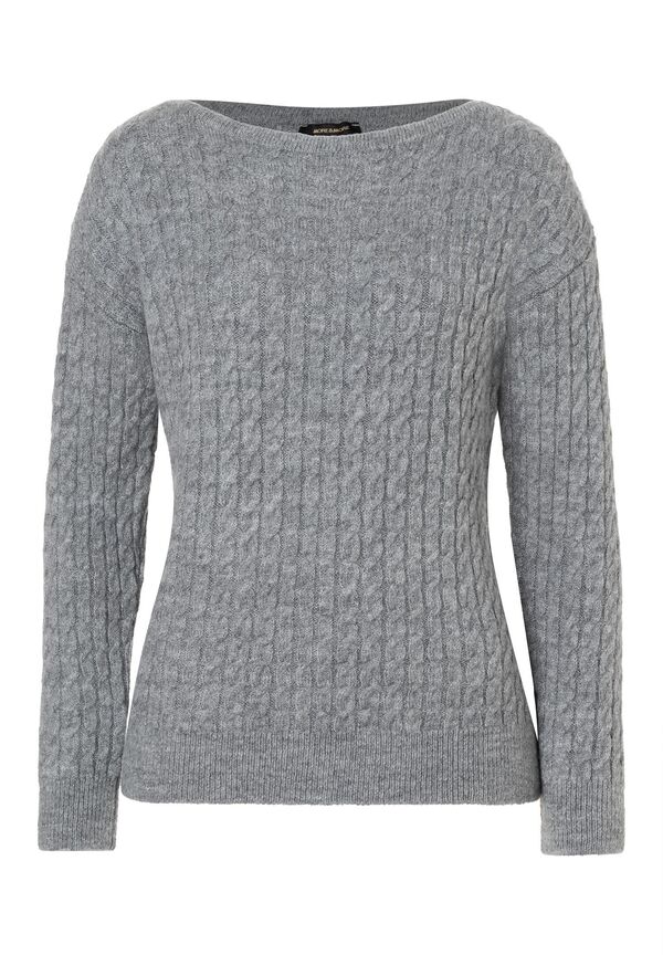 Pullover mit Zopfmuster, grau melange, Winter-Kollektion günstig online kaufen