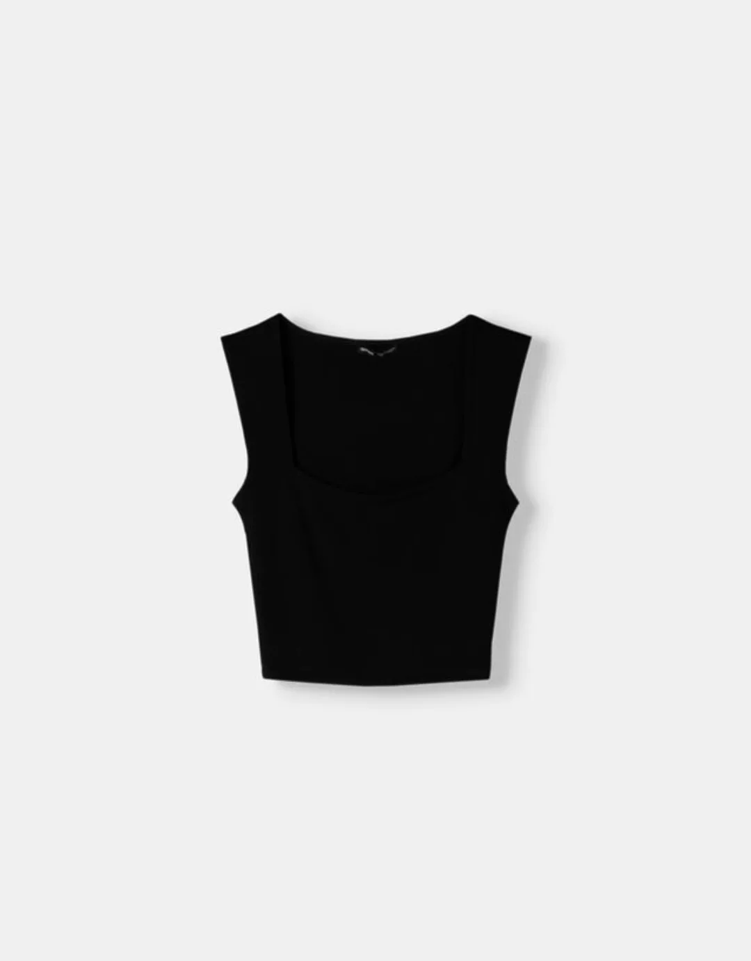 Bershka Ärmelloses T-Shirt Mit Kastenförmigem Ausschnitt Bskteen S Schwarz günstig online kaufen