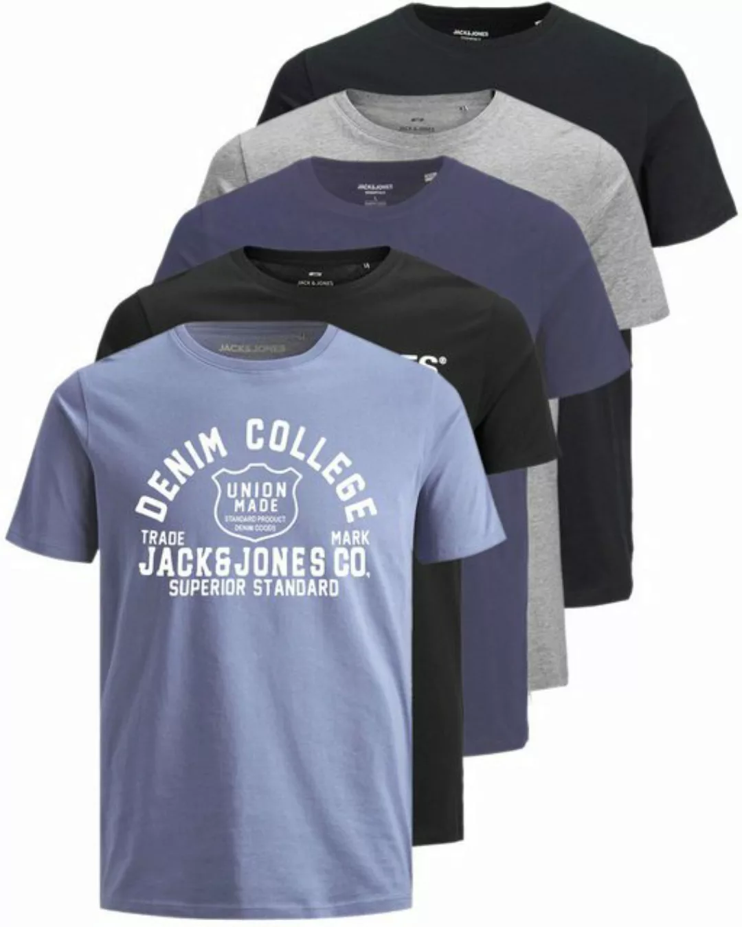 Jack & Jones Print-Shirt Bedrucktes T-Shirt aus Baumwolle (5er-Pack) günstig online kaufen