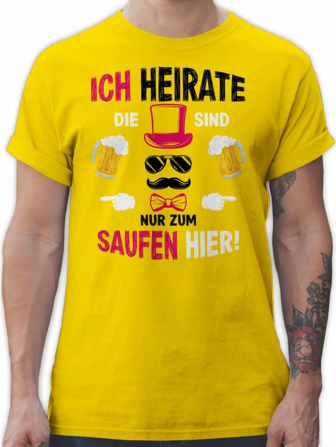 Shirtracer T-Shirt Ich heirate die sind nur zum saufen hier JGA Männer günstig online kaufen