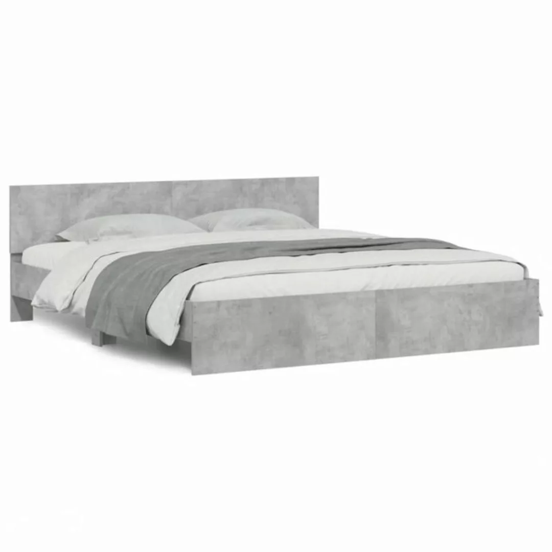 vidaXL Bettgestell Bettgestell mit Kopfteil Betongrau 160x200 cm Bett Bettg günstig online kaufen