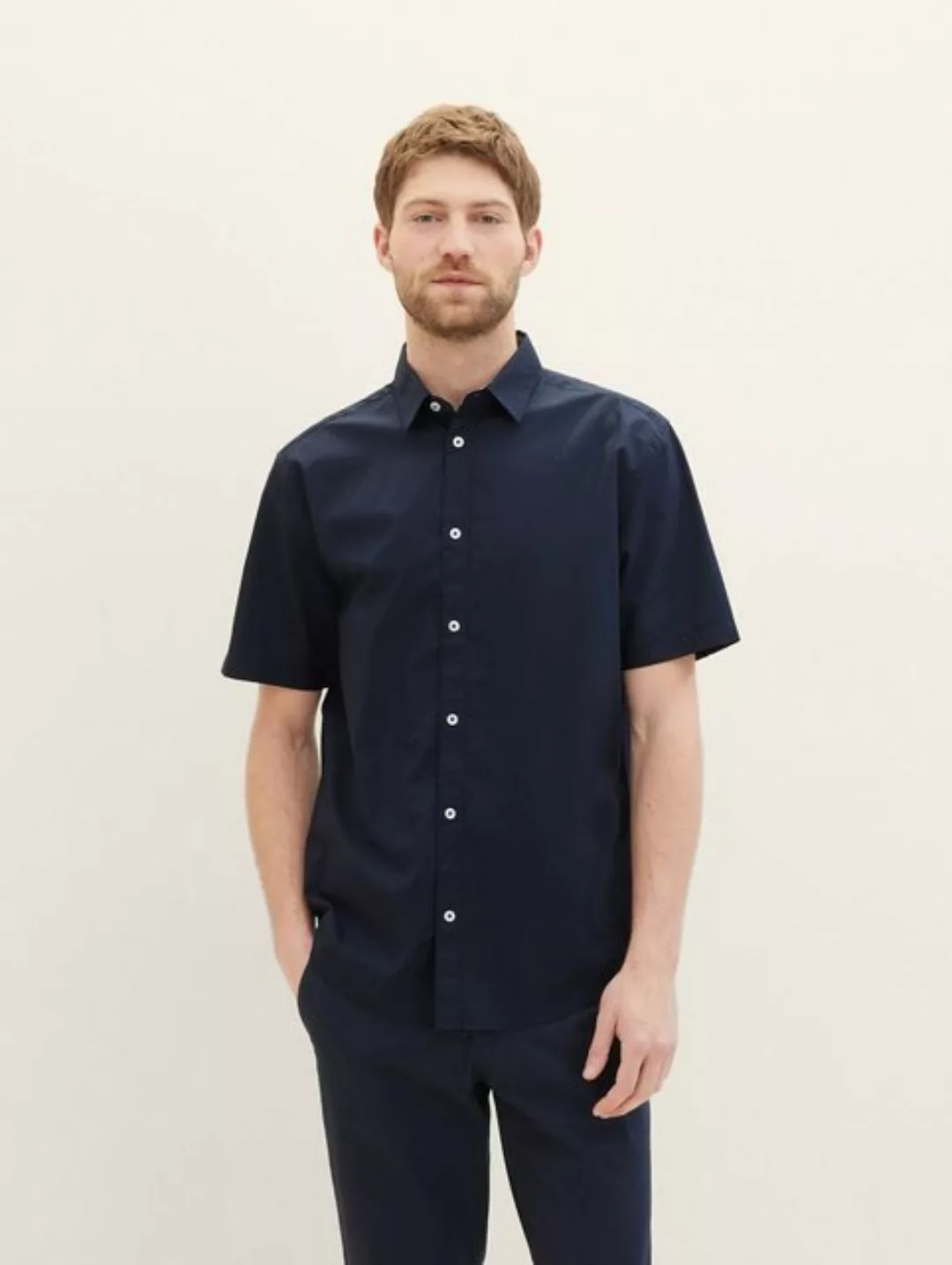 TOM TAILOR Langarmhemd Basic Kurzarmhemd aus Popeline günstig online kaufen