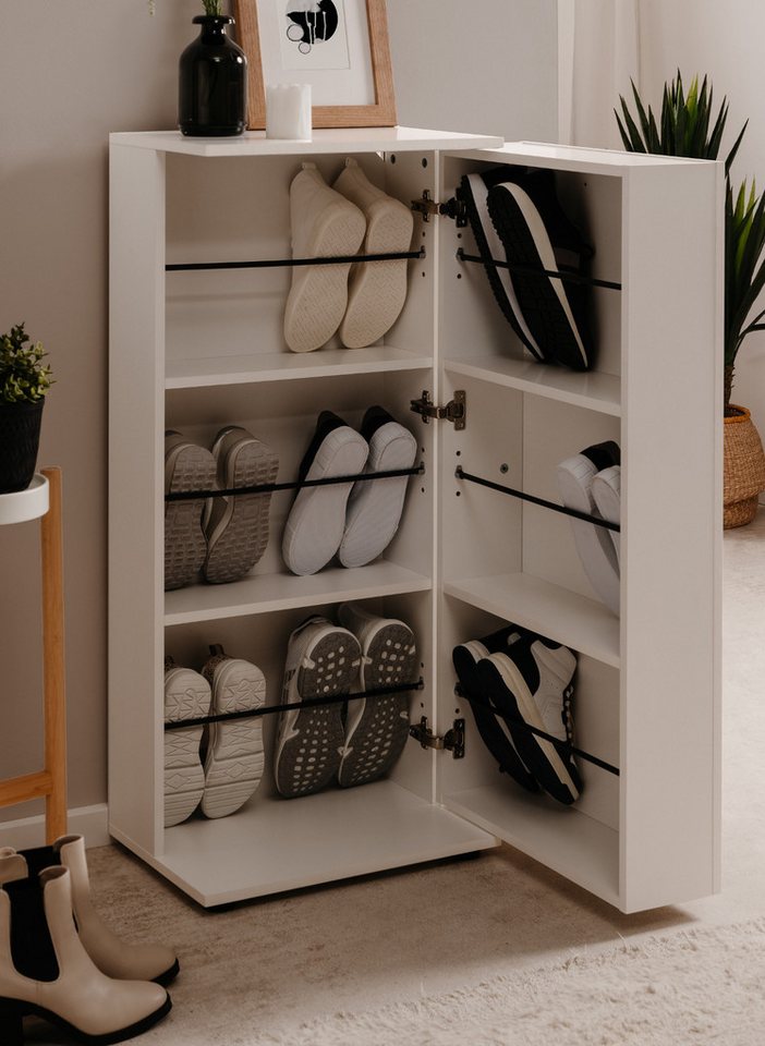 Furn.Design Schuhschrank Logu (Kommode in weiß, ausklappbar, 50 x 110 cm) b günstig online kaufen